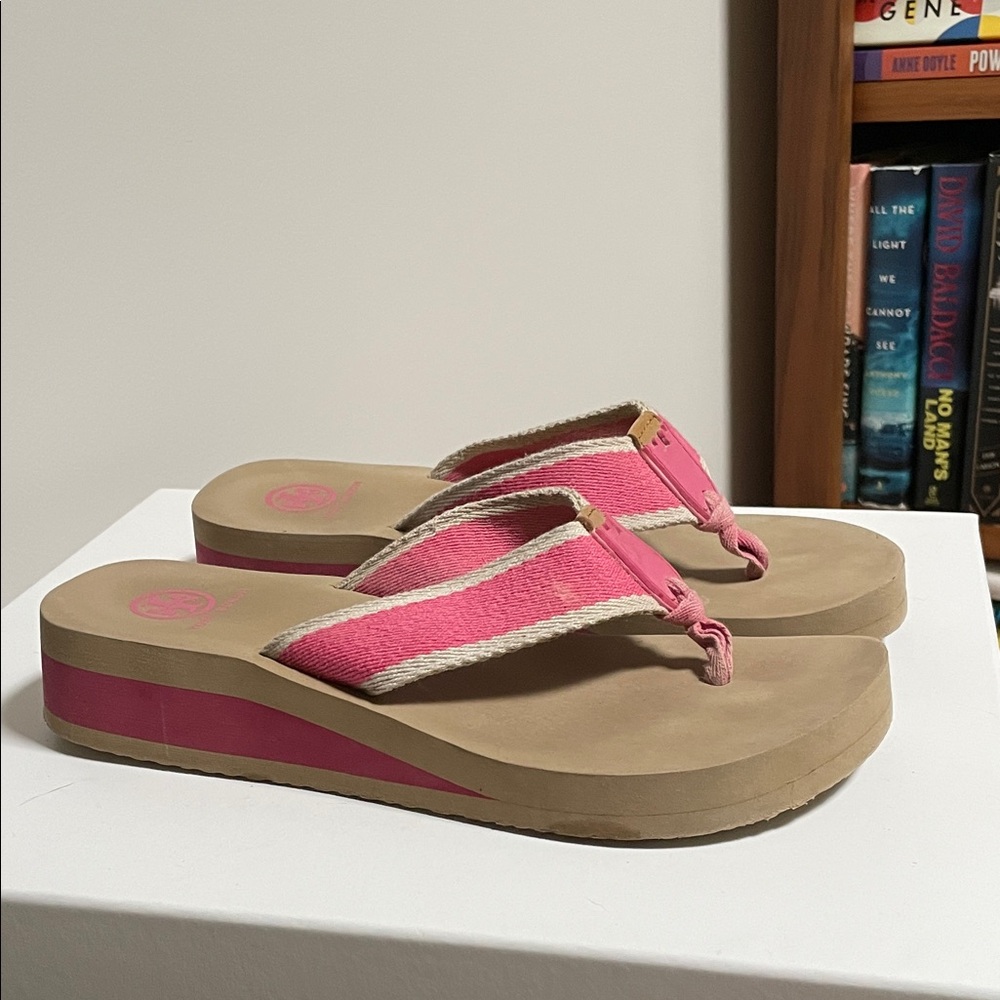 Tory Burch Pink and Tan Sandals